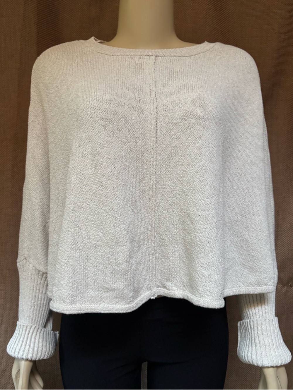 Zara Sz L Dolman Sleeve Cream Cropped Sweater